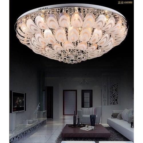 Round Crystal Ceiling Light For Living Room Bedroom Modern Indoor Lamp with Remote Control luminaria deco plafonnier led