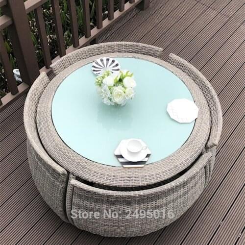 5 pcs garden Furniture leisure dining Set , metal Frame wiht PE rattan chair and table for outdoor and indoor