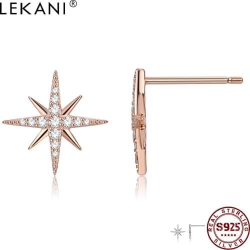 LEKANI 925 Sterling Silver Earrings Simple Stars Fashion Woman Earrings Jewelry 2020 Hot Anniversary To Send Girlfriend Gifts