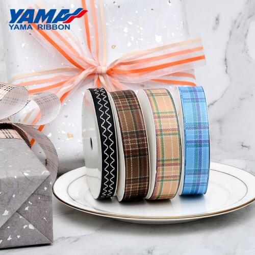 YAMA Stripe/Grid Ribbon 9 16 22 25 38mm 100Yards/roll Grosgrain Satin Organza Ribbons Party Gifts DIY Decoration Accessories