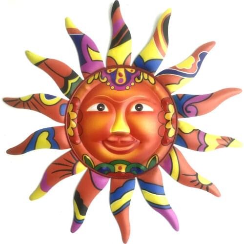 Stylish Sun Metal Wall Art Sculpture Pastoral Style Sun Iron Sheet Craft Garden Terrace Fence Wall Hanging Decor Wall Decor