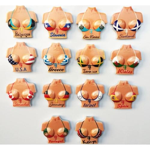 Bahamas Kenya Wales Jamaica Portugal Canada Israel Scotland SAN Marino Slovenia World Flag Bikini Resin Handicraft Cute Magnets