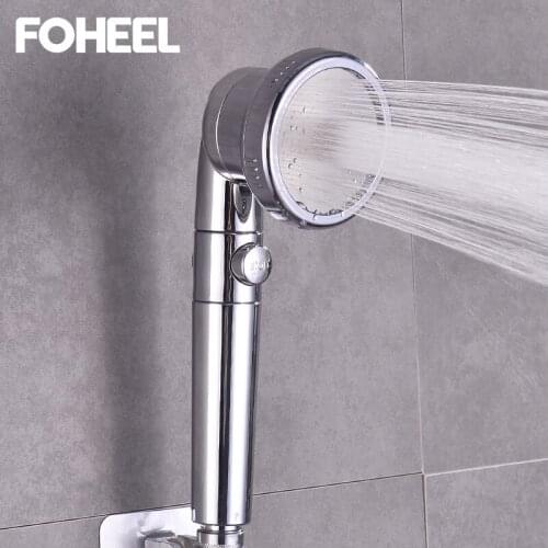 FOHEEL Shower Head Hand Shower Adjustable 3 Mode High Pressure Shower Head Water Saving Pause Button Shower Head Bathroom