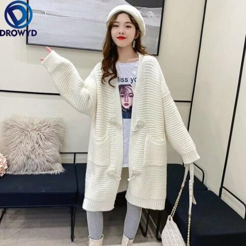 2021 Autumn/winter New Sweater Japanese Retro Lazy Style Horn Buckle All-match Thickened Outer Wear Knitted Cardigan Jacket Top