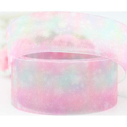 Wholesale star organza 1-1/2" 38mm organza ribbon wholesale gift wrapping decoration Christmas ribbons 25 yards