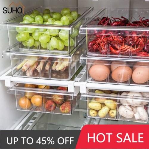 Refrigerator Draw 1/4/8 Compartment Refrigerator Drawer Organizer Transparent Fridge Storage Bin Containers For Pantry Freezer