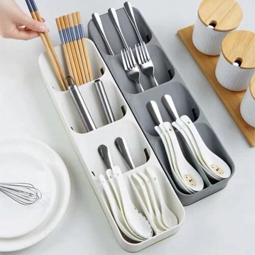 Tableware Organizer Cutlery Storage Tray Knife Holder Spoon Fork Storage Box Drawer Plastic Container Plateau Knife Block Holde