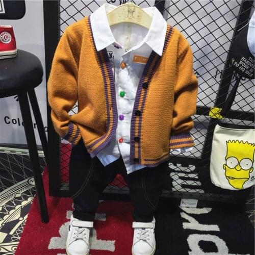 2018 Autumn New Children Clothing Fashion Knitting Cardigan for Baby Boys Kids Casual Wool Sweater Coat Student Clothes Outwear
