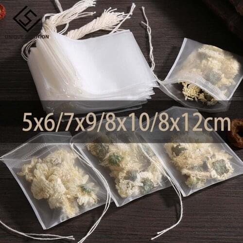 Transparent Teabags Empty Tea Bags Nylon Tea Filter Bags for Spice Herb Loose Food Disposable Tea bags with String Heal Seal