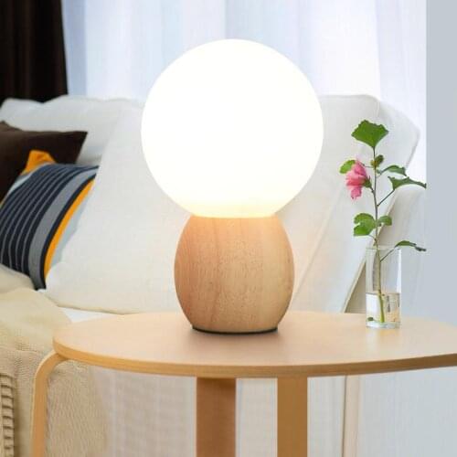 Manufacturer Direct Sales Led Desk Lamp Creative Solid Wood Glass Ball Table Lamp Bedroom Bedside Nordic led Office Light
