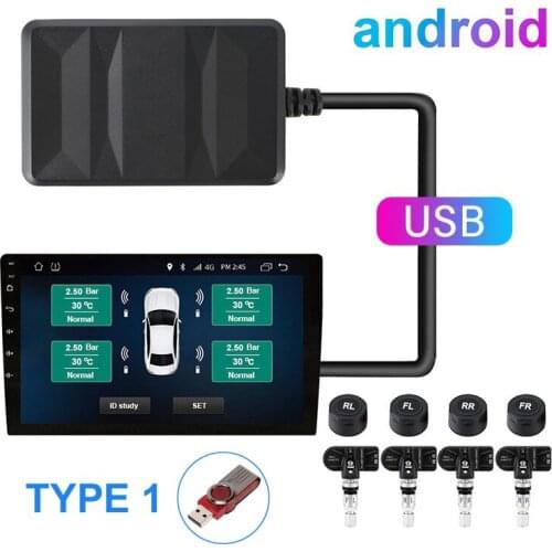 Android TPMS For Car Radio DVD Player Tire Pressure Monitoring System Spare Tire Internal External Sensor USB TMPS Free Red Gift