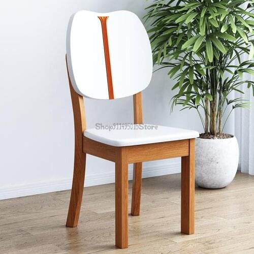 Dining Chair Solid Wood Home Dining Table And Chair White Modern Simple Solid Wood Log Chair Backrest Dining Chair Stool