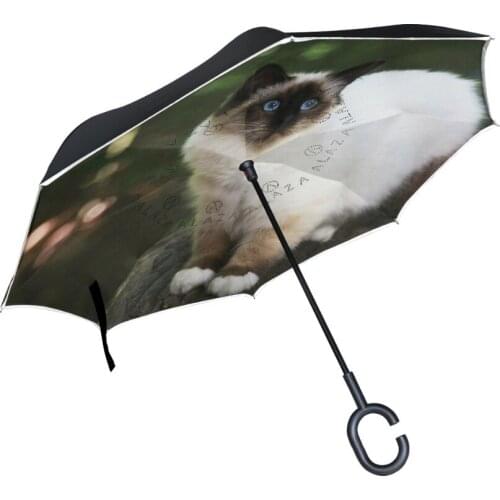 Birman Cat Printed Reverse Umbrella Windproof Ultralight Sun Rain Automatic Folding Umbrella Rain Women Umbrellas Lady Parasol