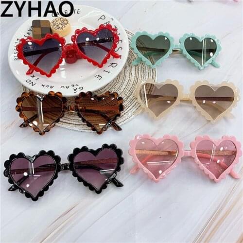 Vintage Kids Sunglasses Children Fashion Brand Heart Love Cure Pink Sun Glasses Girls Boys Sunglasses Baby Okulry Oculos 2020