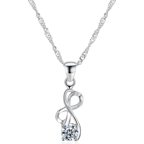 ZEMIOR 925 Sterling Silver Elegant Irregular Knot-Shape Pendant Necklace Luxury Cubic Zirconia Necklaces For Women Jewelry