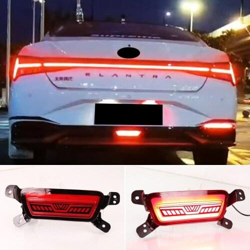 Car Flashing 1Pcs Auto Rear Bumper Reflector Brake Light For Hyundai Elantra 2021 2022 LED Car Warning Fog Lamp driving light