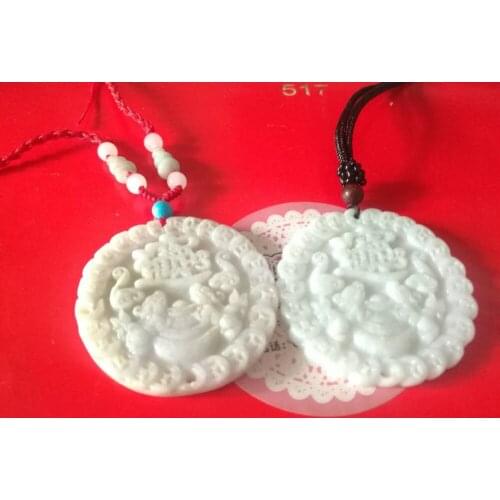 100% natural jade A cargo Lucky treasure pendant 45x45x7mm