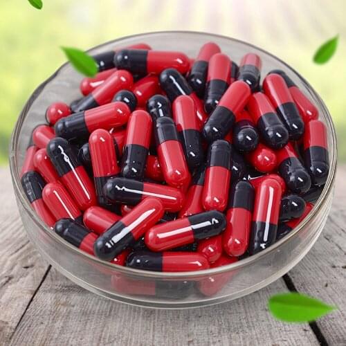 1000pcs/lot Free shipping red black gelatin empty capsules, hollow gelatin capsules, empty pill capsule,medicine capsule 0
