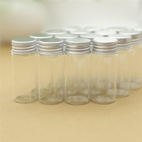12 Pieces 30*70mm 30mlSmall Glass Vial Bottle Aluminum Caps Glass Tiny Jars Transparent Glass Containers Perfume Bottles