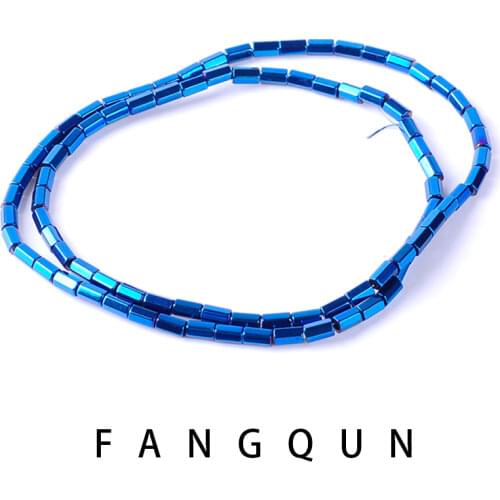 5colors Natural Stone 4.6*3mm Bright Hematite Beads Hexahedral Loose Beads for DIY Necklace Bracelet Jewelry Making Accessories