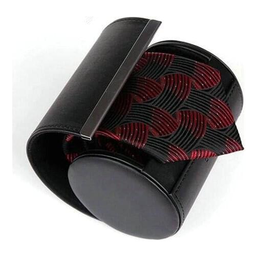 Mini Portable PU Leather Cylinder Necktie Tie Box Handkerchiefs Gift Box Mens Jewelry Holder Carrying Box Wholesale 5pcs/lot