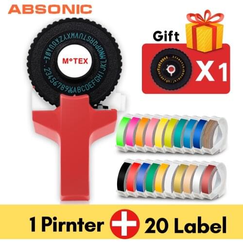 Absonic For Dymo 3D Label Tapes Multi Colors Embossing Labeling Maker DIY Letter Printer for Motex E101 Dymo Manual Label Print