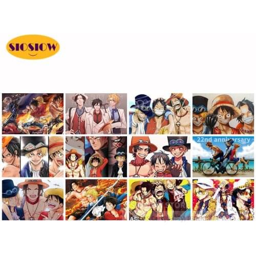 5D Diamond Painting One Piece ASL Brother Japanese Anime Full Square Diamond Mosaic Embroidery Decor Room Wall Best Friend Gift