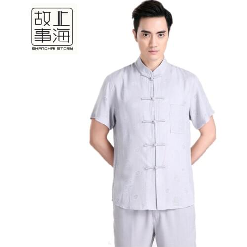Free shipping Short Sleeve Tang suit Chinese Traditional clothing Kung Fu Shirt mandarin collar Chinese Shirt Linen Chinese Top