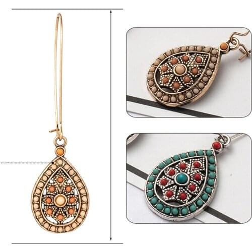 Long Ethnic Luxury Dangle Vintage Red Boho Big Drop Earrings Bohemian Red Orange Women Wedding Earrings Jewelry
