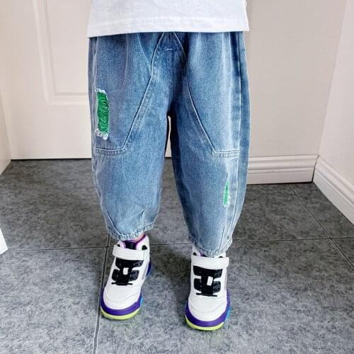 2 3 4 5 6 7 Y Toddler Boys Pants Spring Autumn Kids Korean Style Jeans Loose Casual Broken Hole Denim Pants for Boys Baby Jeans