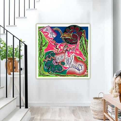 Frank Stella《Then Came an Ox and Drank》Minimalism Canvas Oil Painting Artwork Poster Picture Wall Hanging Decorations Home Decor