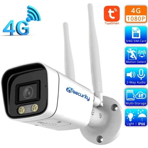 Tuya 3G/4G GSM IP Camera Outdoor HD 1080P Color Night Vision Cloud/SD Card Storage 2 Way Audio SIM Card Camera CCTV Surveillance