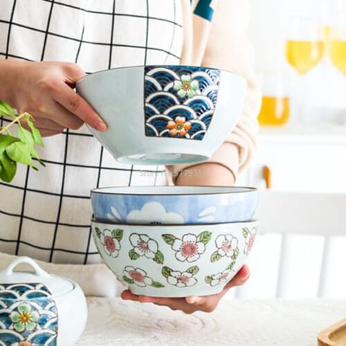 Japanese-style High-temperature Underglaze High-quality Ceramic Tableware Household 6.75 Inch Soup Bowl Noodle Bowl