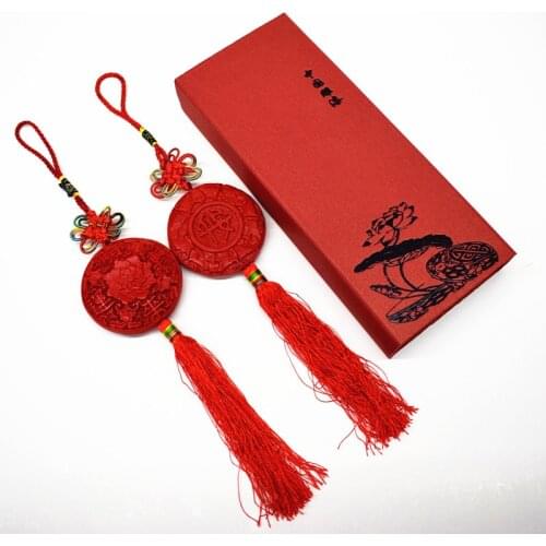 Chinese Knot Tradition Lacquer Carving Lacquerware Car Pendant Accessories Beijing Chinese Characteristics Study Abroad Gift