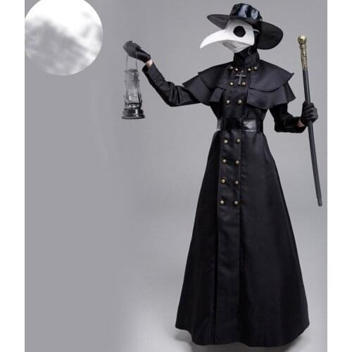 Plague Doctor Costume Robe Cape Steampunk Beak Mask Costume Plague Beak Doctor Cosplay Halloween Costume New Anime New