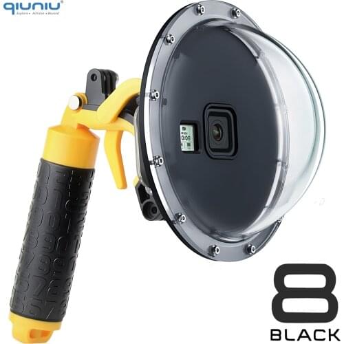 QIUNIU 6'' Diving Dome Port Waterproof Housing Case Cover w/ Pistol Trigger Float Grip for GoPro Hero 8 Black Go Pro 8 Accessory