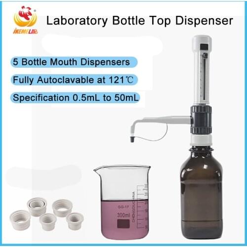 0.5-50ml Storage Bottle Dispenser, Laboratory Sterilization, Adjustable Large-Volume Bottle Mouth Adaptor