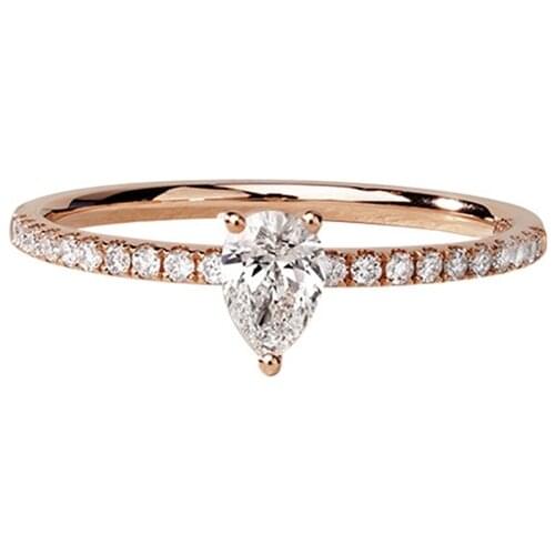 Hot Sale 100% 925 Sterling Silver Pear Cut Created Moissanite Wedding Engagement Rose Gold Simple Ring For Women Fine Jewelry