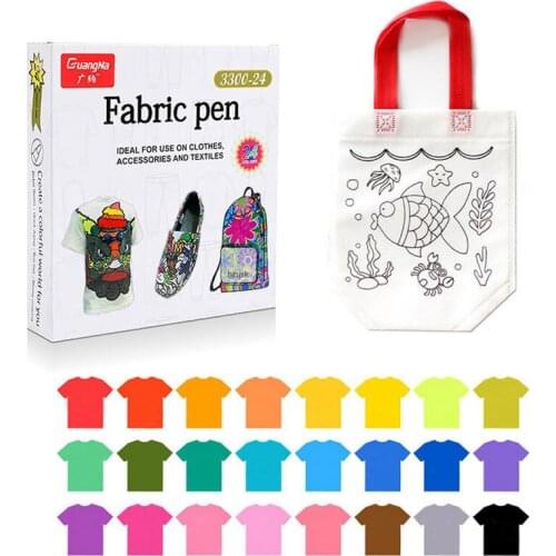 12/24 Color Fabric Markers Pens Set Permanent Clothes Textile Marker Fabric Paint Pen DIY Crafts T-shirt Pigment Painting Pen