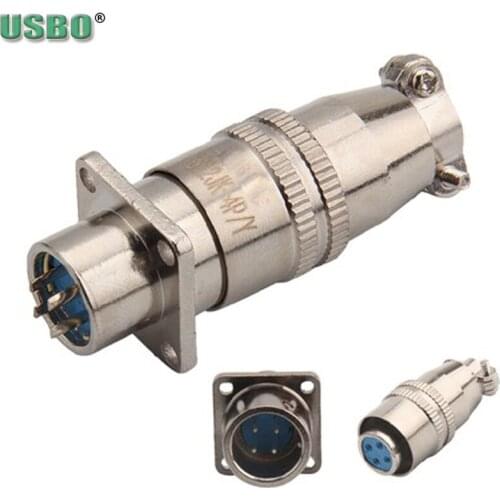 Copper nickel-plated 12MM Male Female push-pull Square aviation plug socket XS12JK 2/3/4/5/6/7Pin self-locking Air Connector