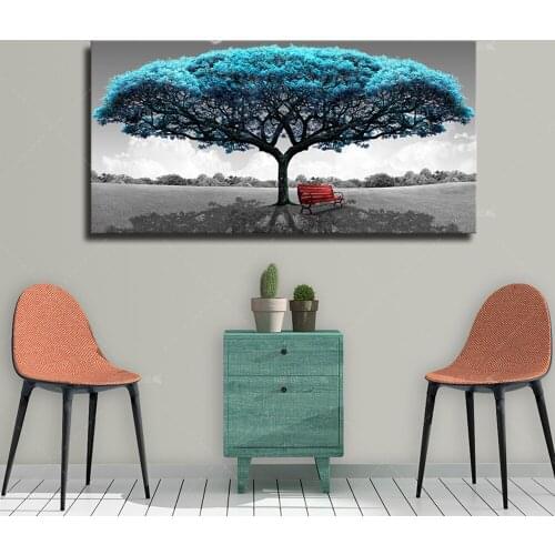 Modular Canvas HD Prints Posters Home Decor Wall Art Pictures Blue Tree Art Scenery Landscape Paintings No Frame Painting Core