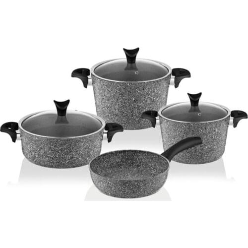 3454 Master Cook 7 Piece Granite Cookware Set Gray Pan Kitchen Utensil Useful Non-Stick Pan Cookware Set Fast Shipping