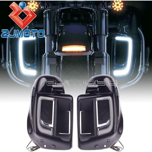 ABS Motorcycle Leg Warmer Lower Vented Fairing LED Light for Harley 14-later air-cooled Touring Trike Road King Street Glide