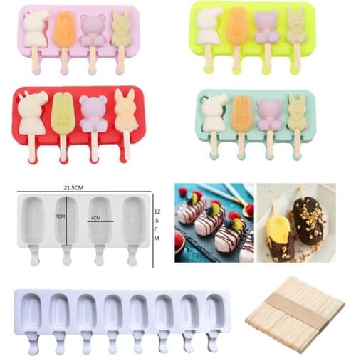 New Silicone Ice Cream Mold Popsicle Molds Ice Cube Maker Dessert Tools DIY Forms for Popsicle Barrel Ice Cream Mould with Stick