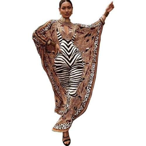 New Womens Middle East Printed Leopard Print Skirt Muslim Large Size Loose Robe Dress Caftan Marocain Qatar Islam Clothing