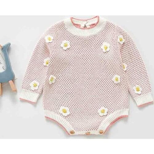 Autumn Baby Girl Bodysuit Elegant Knitted One-Piece Suit Baby Bodysuit Triangle Bodysuit Crawling Clothes