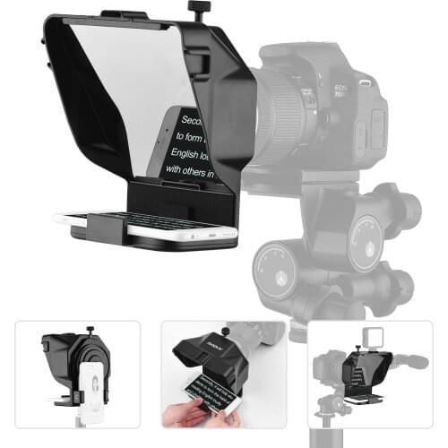 Andoer Portable Smartphone DSLR Camera Teleprompter Prompter with Remote Control for Video Recording Live Streaming Interview