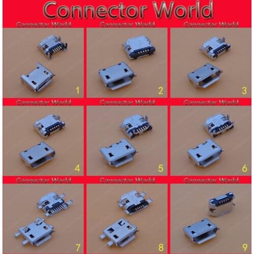 Tablet PC Smart Phone Charging port 9models 90x Micro USB Jack connector for Sony/Samsung/HTC/ZTE/APPLE iphone ipad/Lenovo/Acer