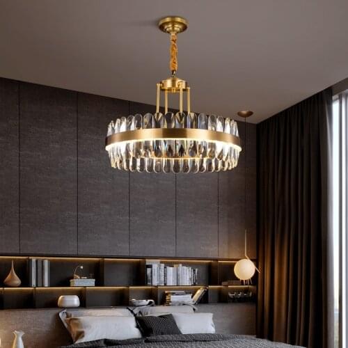 FKL Luxury Modern Crystal Chandelier Lighting In the dining room Creative Design Suspension Lamp LED Round indoor lighting