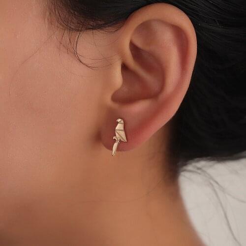Origami Parrot Stud Earrings Women Girls Gift Cute Bird Earring Lovely Pet Lovers Jewelry Gift